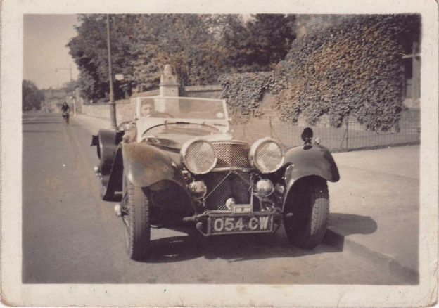 Douglas Bleakley, father of Alan Bleakley, behind the wheel of a Jaguar c.1946